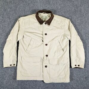 VTG L.L. Bean Barn Chore Coat Jacket Beige Corduroy Collar Quilted Men's Sz L